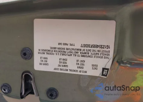 2005 Chevrolet Malibu z USA, uszkodzony, nr VIN 1G1ZS54895F303077